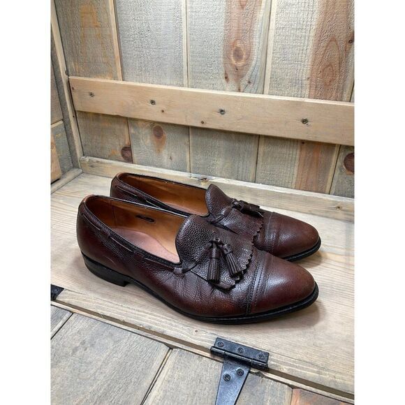 ALLEN Edmonds Dalton Brown Pebble Leather Loafer Tassel Dress Shoes Vibram 11.5D main image 7